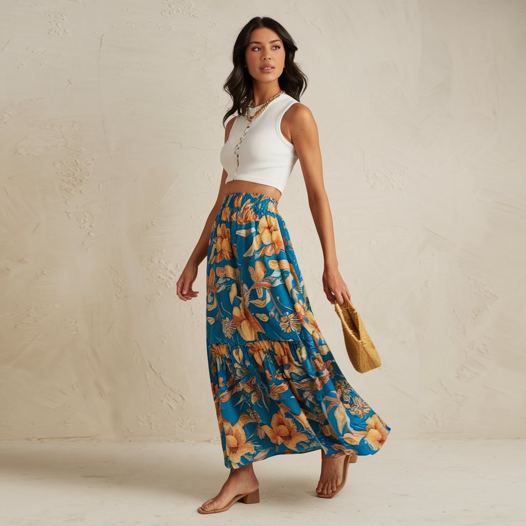 high waist maxi skirt for women